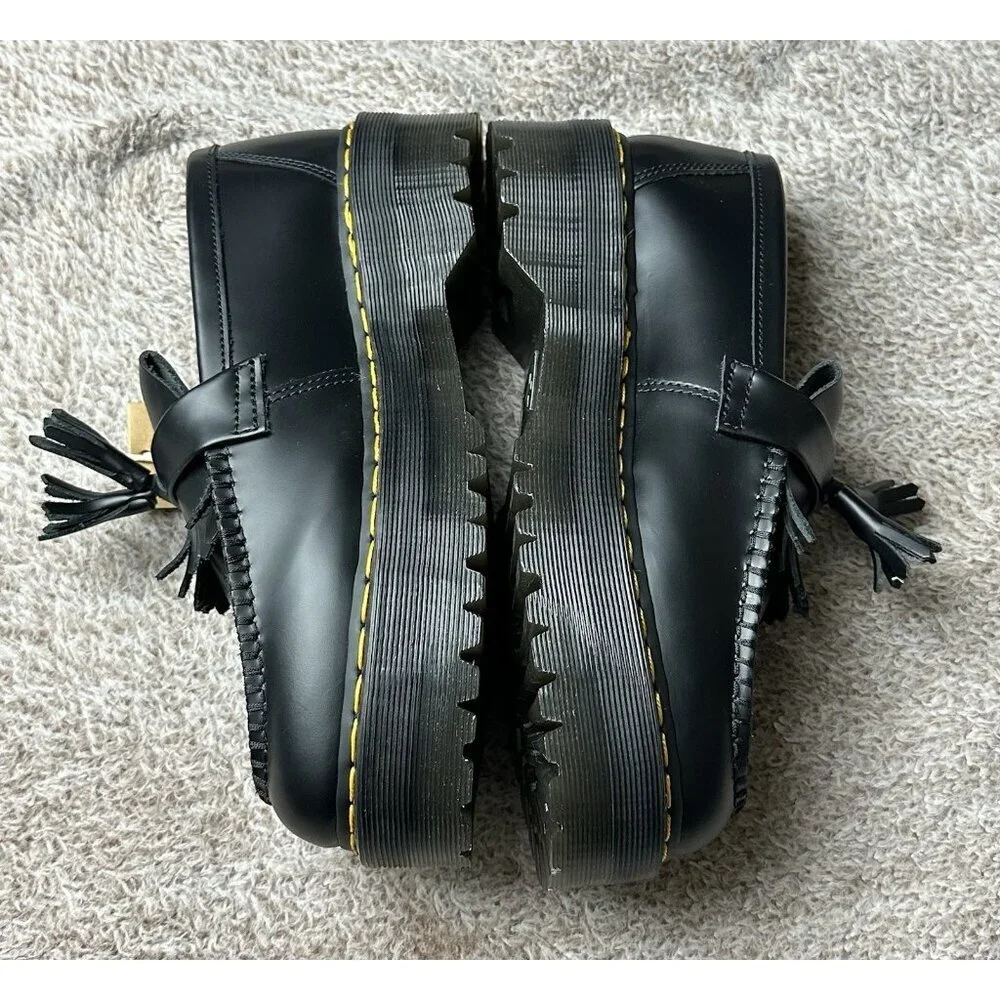 Dr Martens Adrian Quad Black Leather Tassel Platform Loafers Shoes Womens 9 New